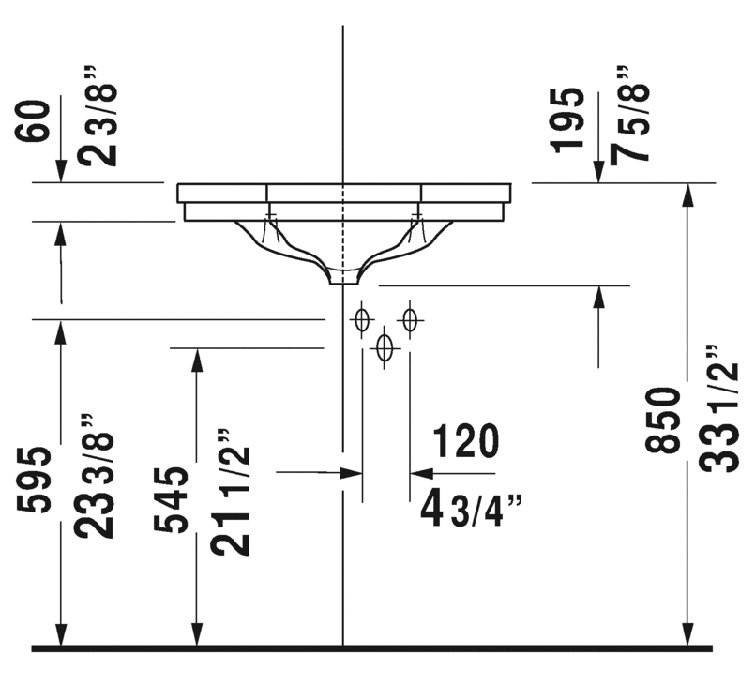 Duravit 1930 Series Ceramic 24" Corner Bathroom Sink with Overflow